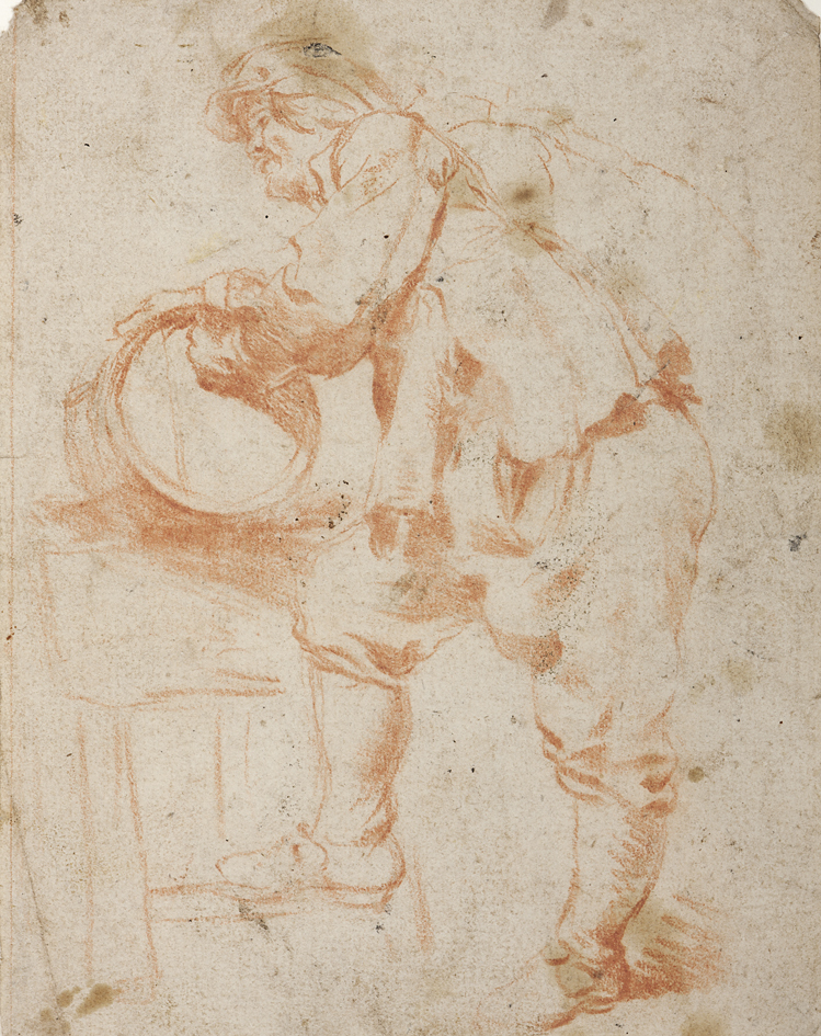 Studie van een man, een tonnetje dragend